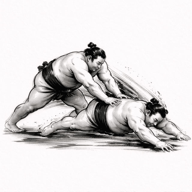 Illustration of oshitaoshi (押し倒し)